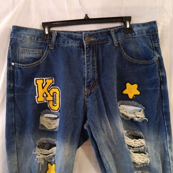 Unbranded Mens Size 38x30 Medium Wash Distressed Straight Leg Jeans - Picture 3 of 7